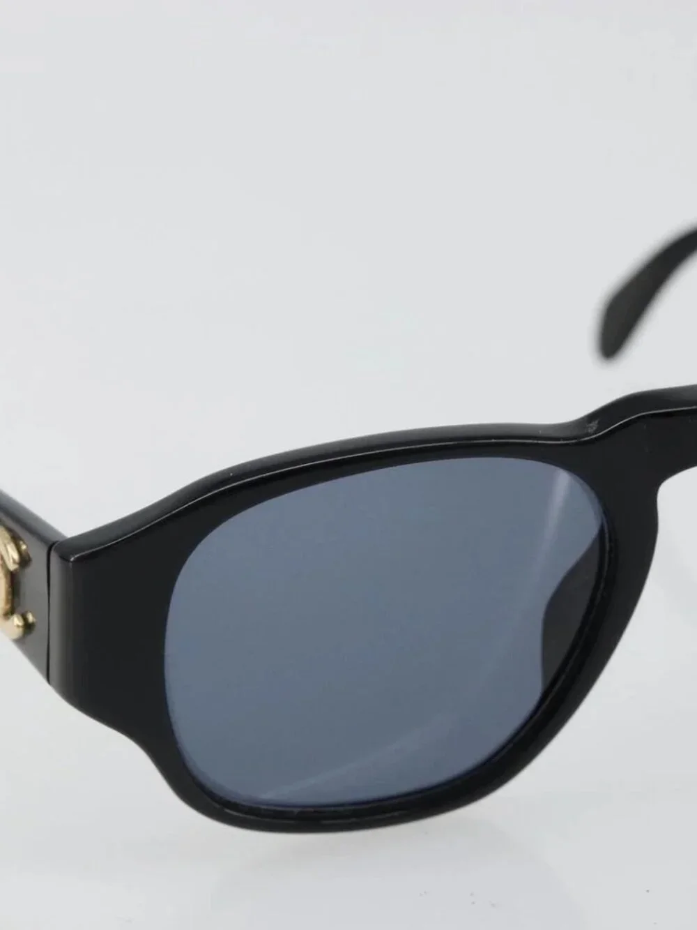 CHANEL Sunglasses plastic Black CC Auth 180946